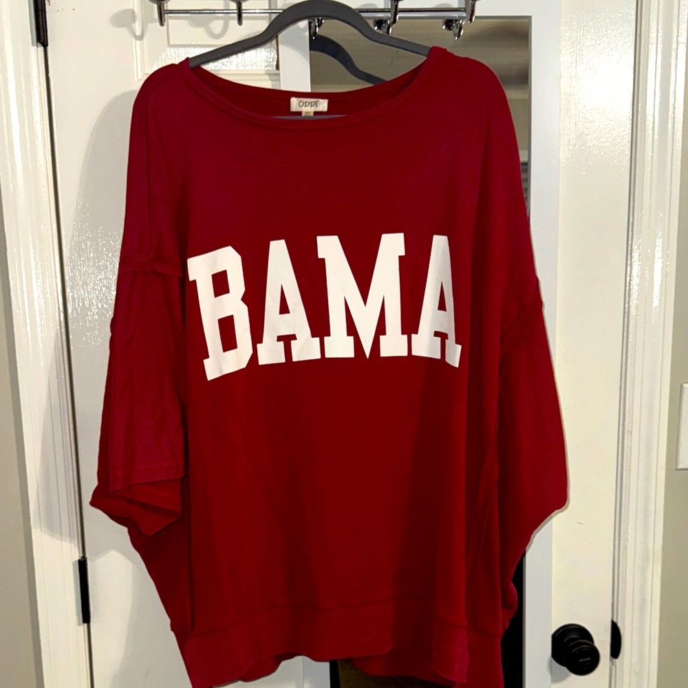 ODDY Red Tunic Top with White Lettering